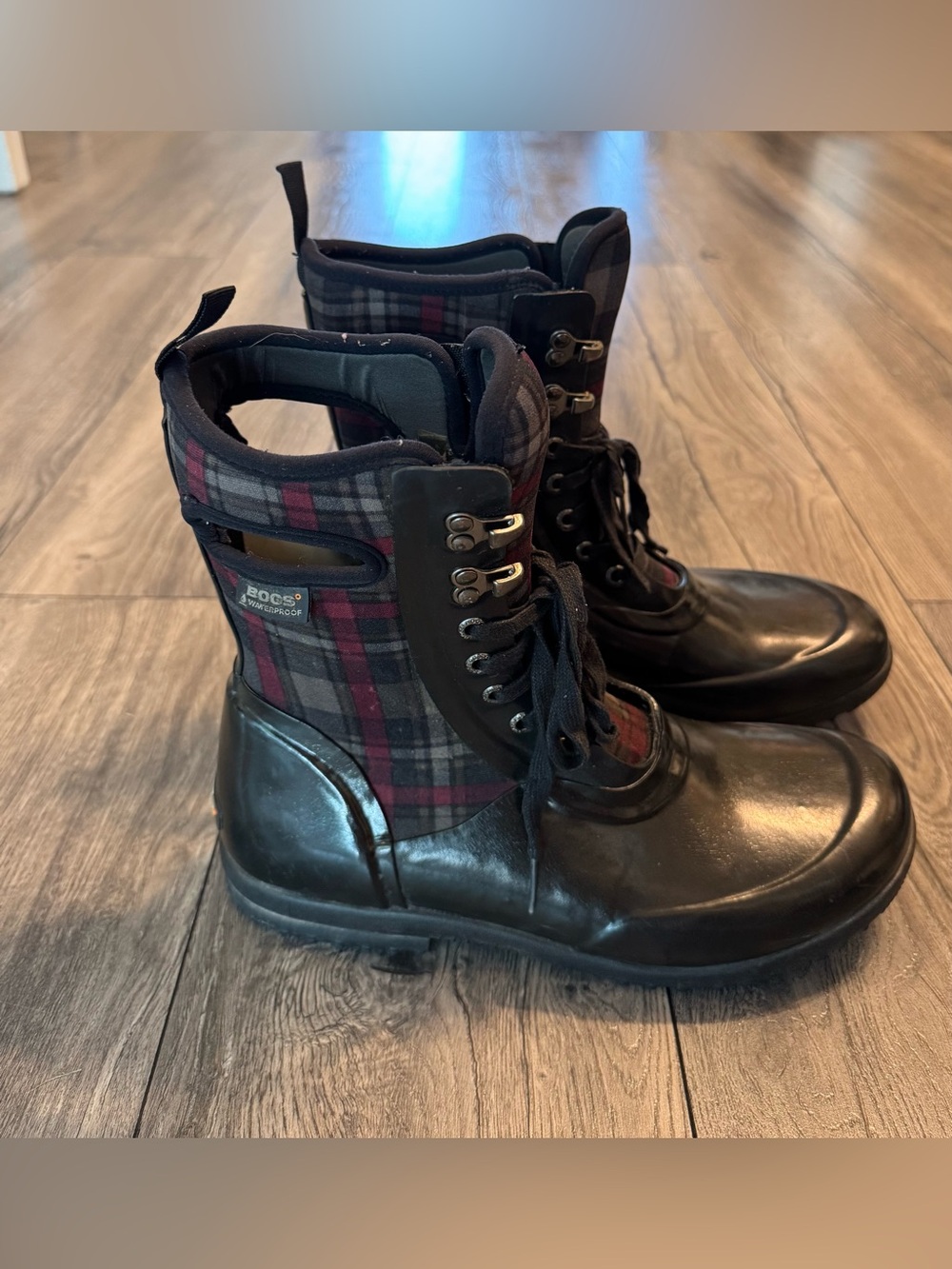BOGS Waterproof Plaid Lace-Up Rain Boots EU 41 Women’s 10